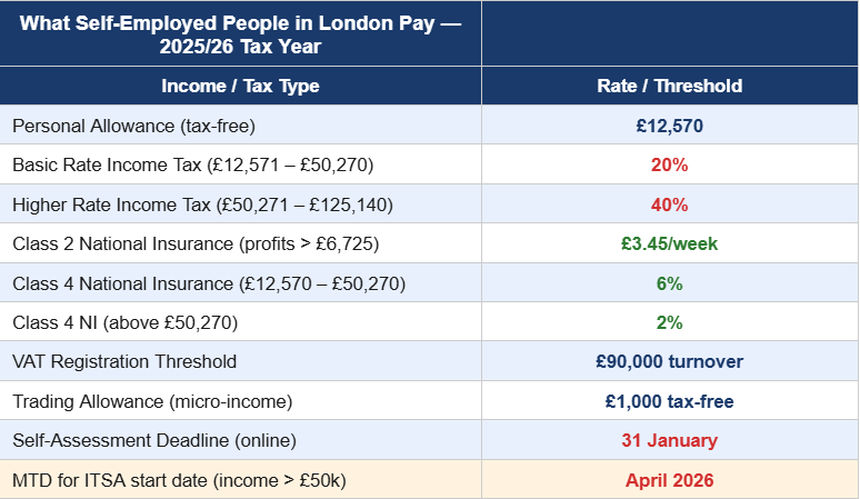 accountants for self employed in london
